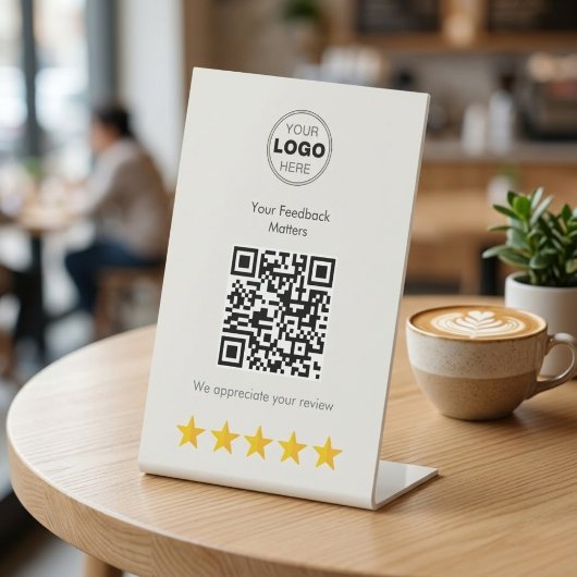 Modern Minimalist QR Code Customer Feedback Sockelschild