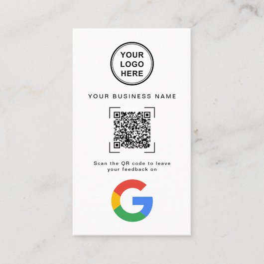 Modern Minimalist QR Code Google Review Visitenkarte (Vorderseite)