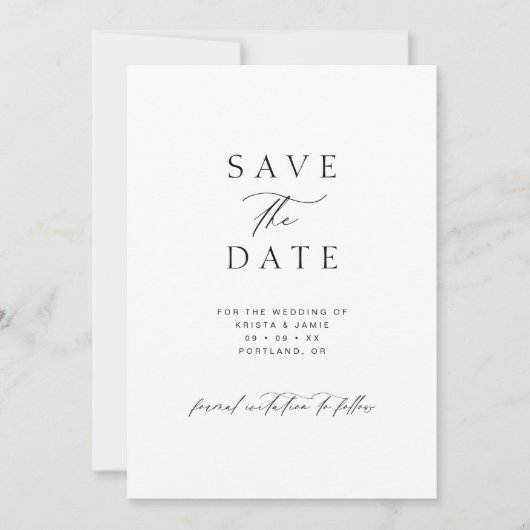 Modern Minimalist QR Code Photo Wedding Save The Date (Vorderseite)