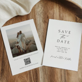 Modern Minimalist QR Code Photo Wedding Save The Date