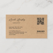 Modern Minimalist QR Code Rustic Kraft Paper Print Visitenkarte (Rückseite)