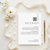 Modern Minimalist QR Code Wedding Details Begleitkarte