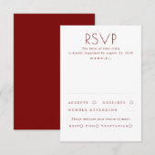 Modern Minimalist Red and White Wedding RSVP Karte (Vorne/Hinten)