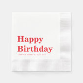 Modern Minimalist Red Birthday Serviette (Vorderseite)