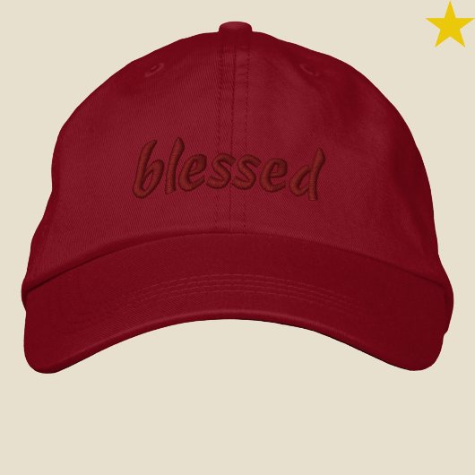Modern Minimalist Red Blessed Cursive Typography Bestickte Baseballkappe