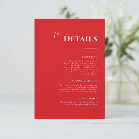 Modern Minimalist Red Enclosure card RSVP Karte (Stehend Vorderseite)