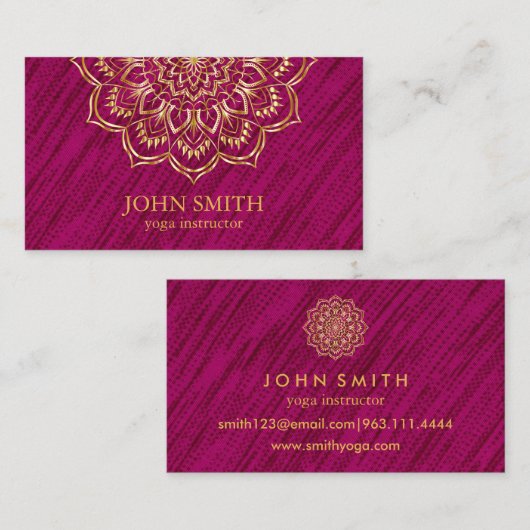Modern Minimalist Red Gold Lotus Yoga Instructor B Visitenkarte (Vorne/Hinten)