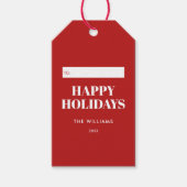 Modern Minimalist Red Happy Holidays Geschenkanhänger (Vorderseite)