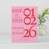 Modern Minimalist Red Pink Save the Date  Einladung (Stehend Vorderseite)