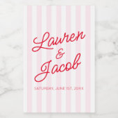 Modern Minimalist Red Pink Stripes Wedding Mini Weinetikett (Einzelnes Label)