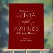 Modern Minimalist Red Rehearsal Dinner Welcome Acrylschild (Neutral)