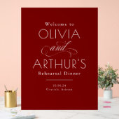 Modern Minimalist Red Rehearsal Dinner Welcome Acrylschild (Hochzeit)