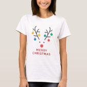 Modern Minimalist Reindeer Christmas Lights Design T-Shirt (Vorderseite)