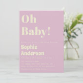 Modern Minimalist Retro Coral Oh Baby Shower Einladung (Stehend Vorderseite)