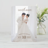 Modern Minimalist Romantic Script Photo Wedding Einladung (Stehend Vorderseite)