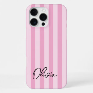 Modern minimalist rosa Streifen personalisierter N iPhone 16 Pro Max Hülle