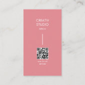 Modern minimalist rosa weißer QR-Code Visitenkarte (Rückseite)
