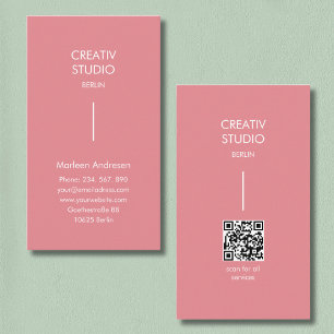 Modern minimalist rosa weißer QR-Code Visitenkarte