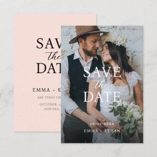 Modern minimalist rosafarben save the date