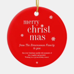Modern minimalist rot Frohe Weihnachten Keramik Ornament