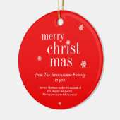 Modern minimalist rot Frohe Weihnachten Keramik Ornament (Links)