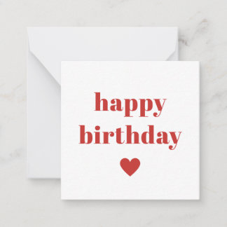 Modern minimalist rotes Herz Alles Gute zum Geburt Mitteilungskarte