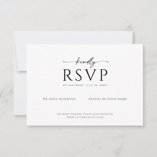Modern Minimalist RSVP Card with Kindly Script Save The Date (Vorderseite)