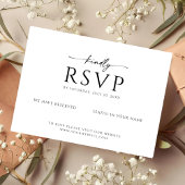 Modern Minimalist RSVP Card with Kindly Script Save The Date