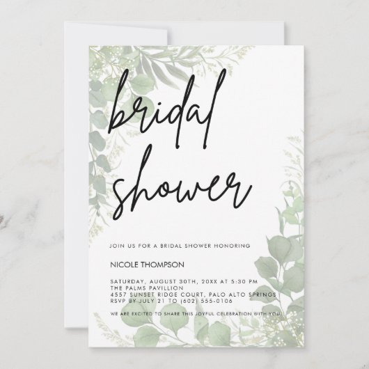Modern Minimalist Sage Bridal Shower Invitation Einladung (Vorderseite)