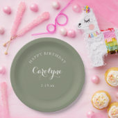 Modern Minimalist Sage Green Birthday Pappteller (Party)