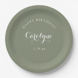 Modern Minimalist Sage Green Birthday Pappteller