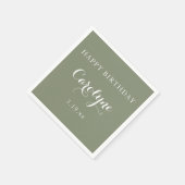 Modern Minimalist Sage Green Birthday Serviette (Ecke)