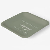 Modern Minimalist Sage Green Graduation Pappteller (Gewinkelt)