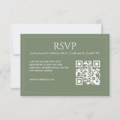 Modern minimalist sage green QR code wedding RSVP Karte (Vorderseite)