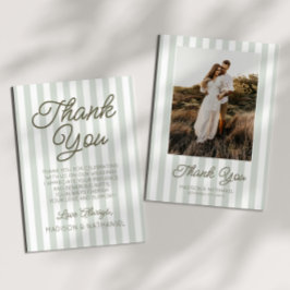 Modern Minimalist Sage Green Stripes Wedding Dankeskarte
