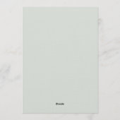 Modern Minimalist Sage Green Wedding Einladung (Rückseite)