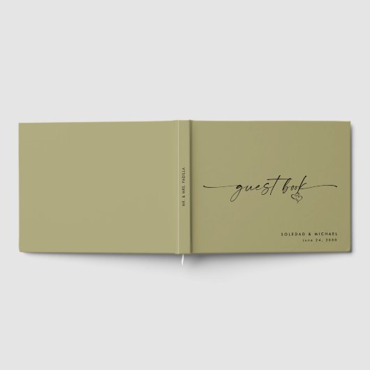 Modern Minimalist Sage Script Wedding Gästebuch (Voll)