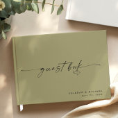 Modern Minimalist Sage Script Wedding Gästebuch