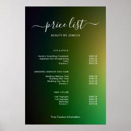 Modern Minimalist Salon Price List Sign for Beauty Poster