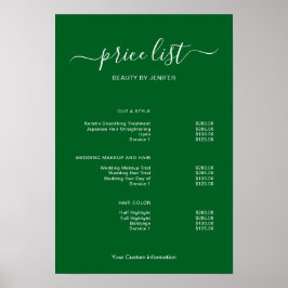 Modern Minimalist Salon Price List Sign for Beauty Poster