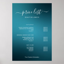 Modern Minimalist Salon Price List Sign for Beauty Poster