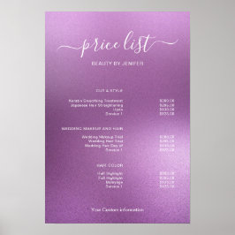 Modern Minimalist Salon Price List Sign for Beauty Poster