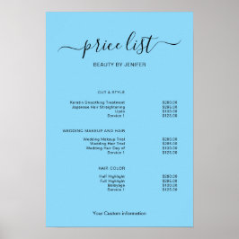 Modern Minimalist Salon Price List Sign for Beauty Poster
