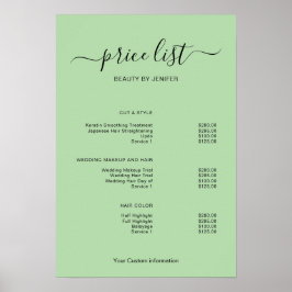Modern Minimalist Salon Price List Sign for Beauty Poster