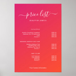 Modern Minimalist Salon Price List Sign for Beauty Poster