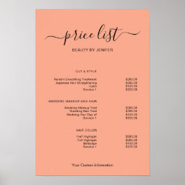 Modern Minimalist Salon Price List Sign for Beauty Poster