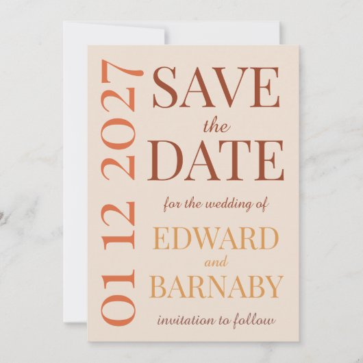 Modern Minimalist Save the Date Card with Oversize (Vorderseite)