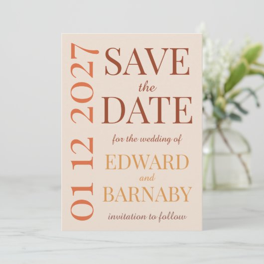 Modern Minimalist Save the Date Card with Oversize (Stehend Vorderseite)