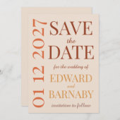 Modern Minimalist Save the Date Card with Oversize (Vorne/Hinten)