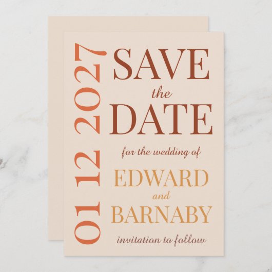Modern Minimalist Save the Date Card with Oversize (Vorne/Hinten)
